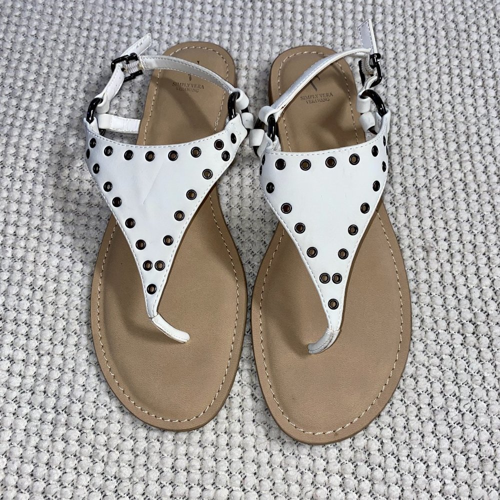 Simply Vera Vera Wang White Leather Sandals Size 9.5